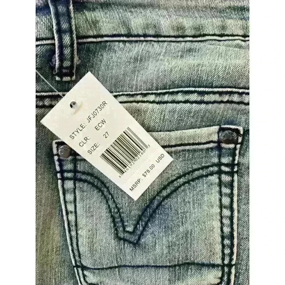 New! Y2k Sean Jean Paneled Jeans Low Rise Skinny Zippered Ankle Women's Size 27 - Picture 6 of 8